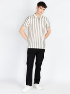 Mens Striped Polo Collar T-Shirt