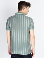 Mens Striped Polo Collar T-Shirt