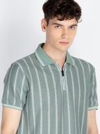 Mens Striped Polo Collar T-Shirt