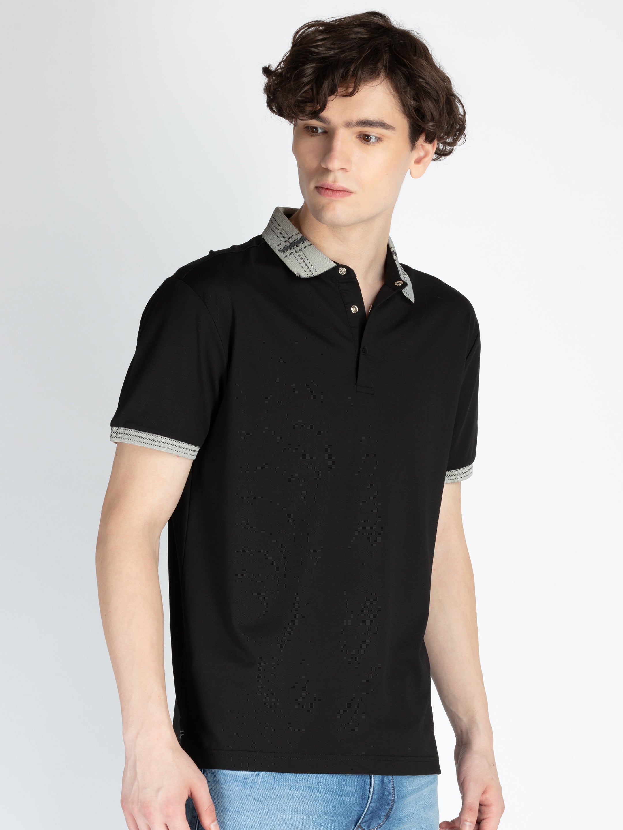 Mens Solid Regular Fit Polo T-Shirt