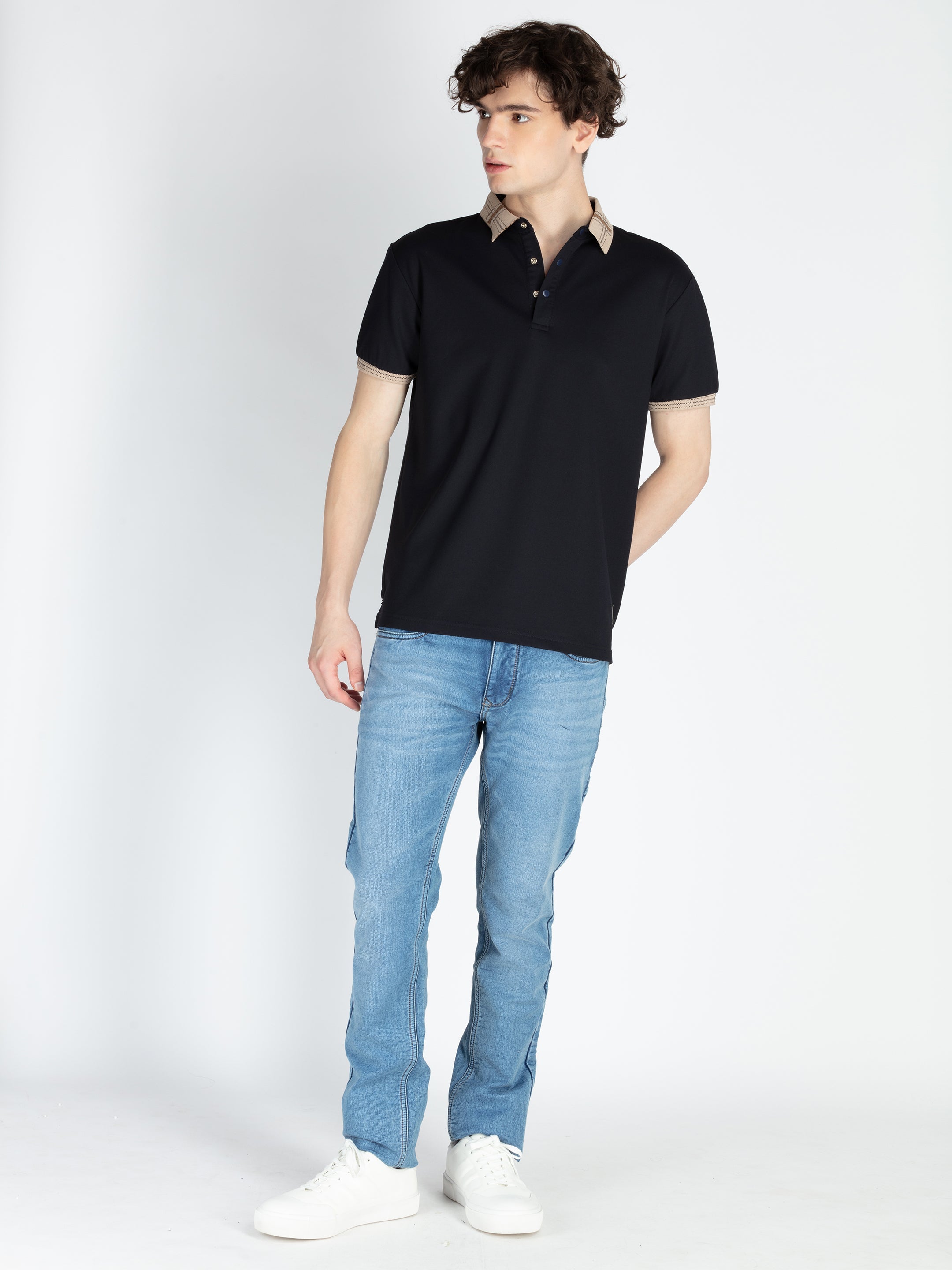 Men's Solid Regular Fit Polo T-Shirt