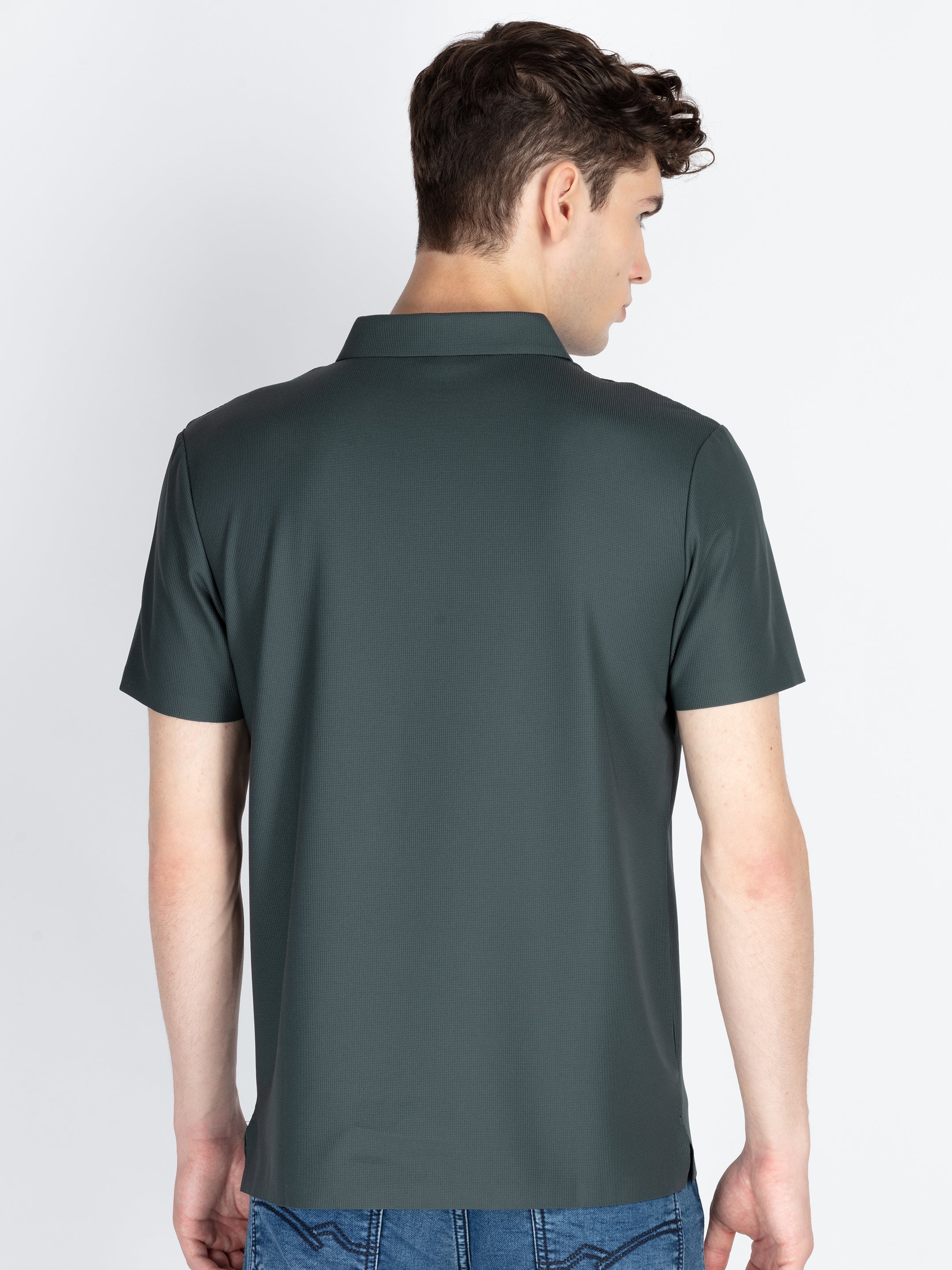 Mens Solid Polo Collar T-Shirt