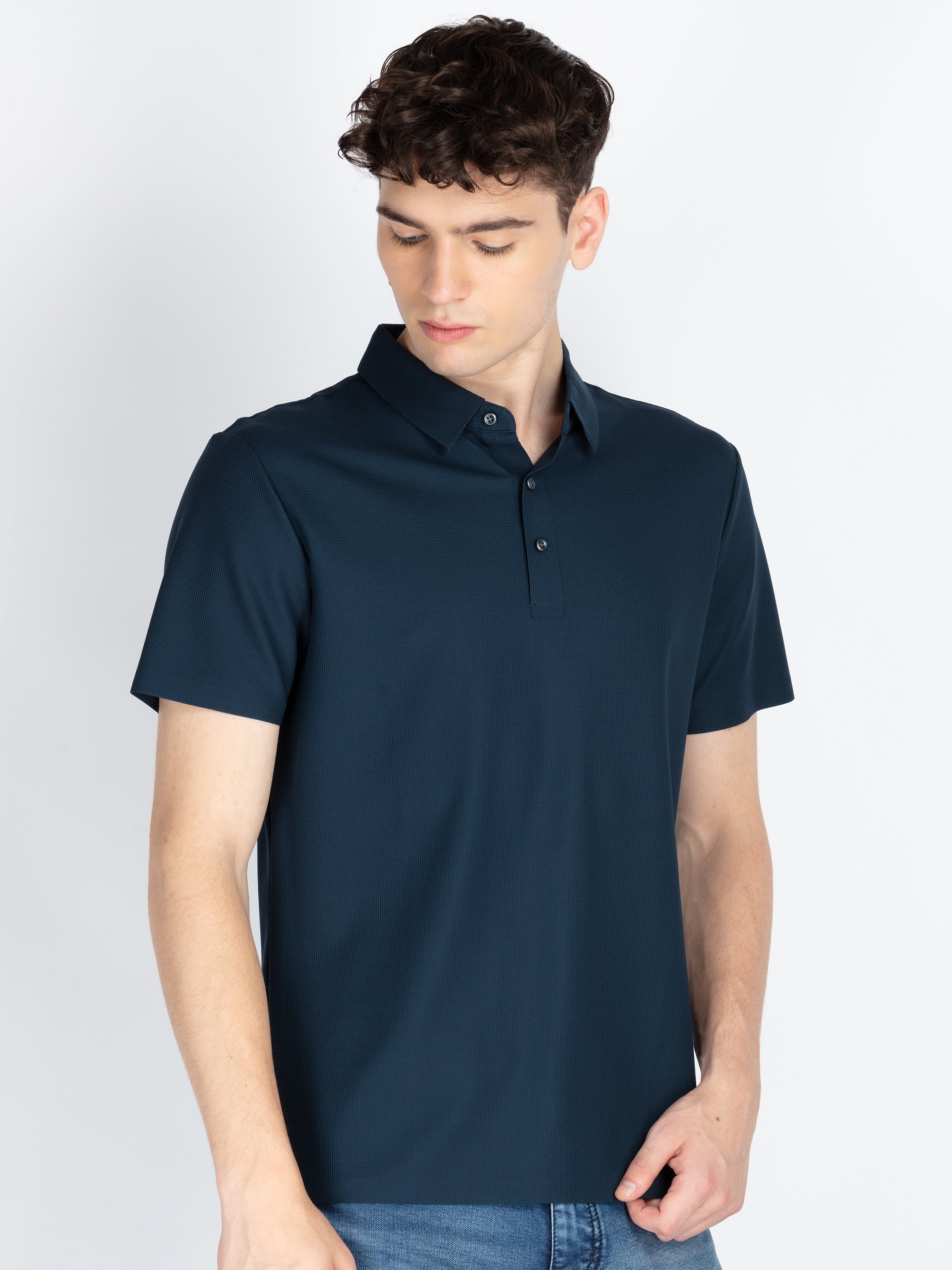 Men's Solid Polo Collar T-Shirt Secondary image