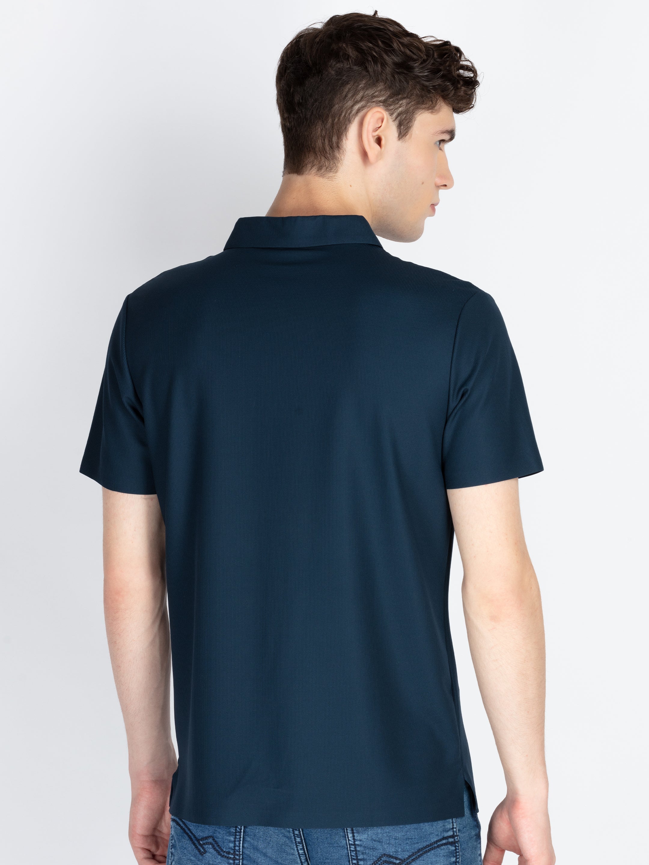 Men's Solid Polo Collar T-Shirt