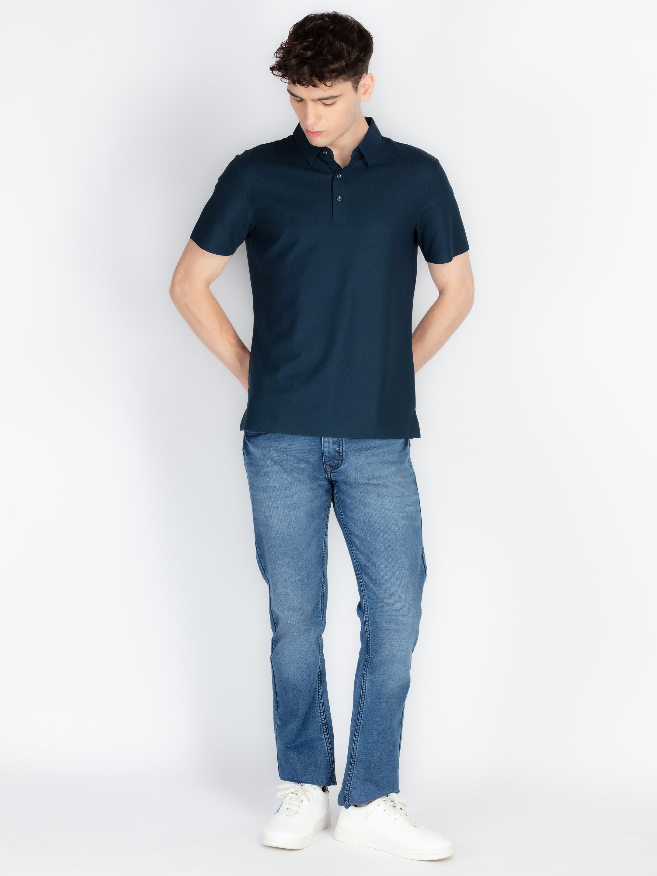 Men's Solid Polo Collar T-Shirt