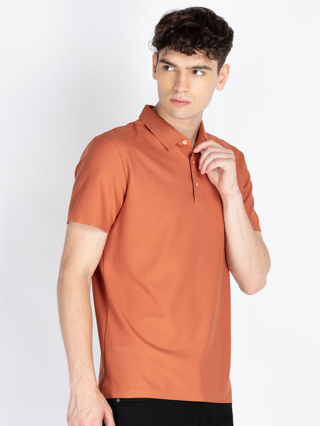 Men's Solid Polo Collar T-Shirt