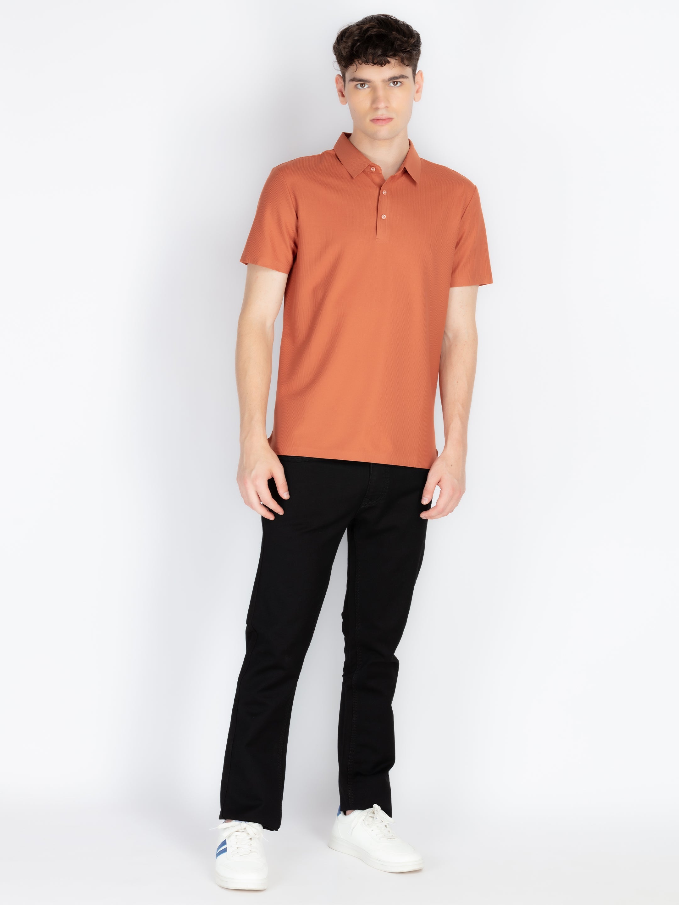 Men's Solid Polo Collar T-Shirt