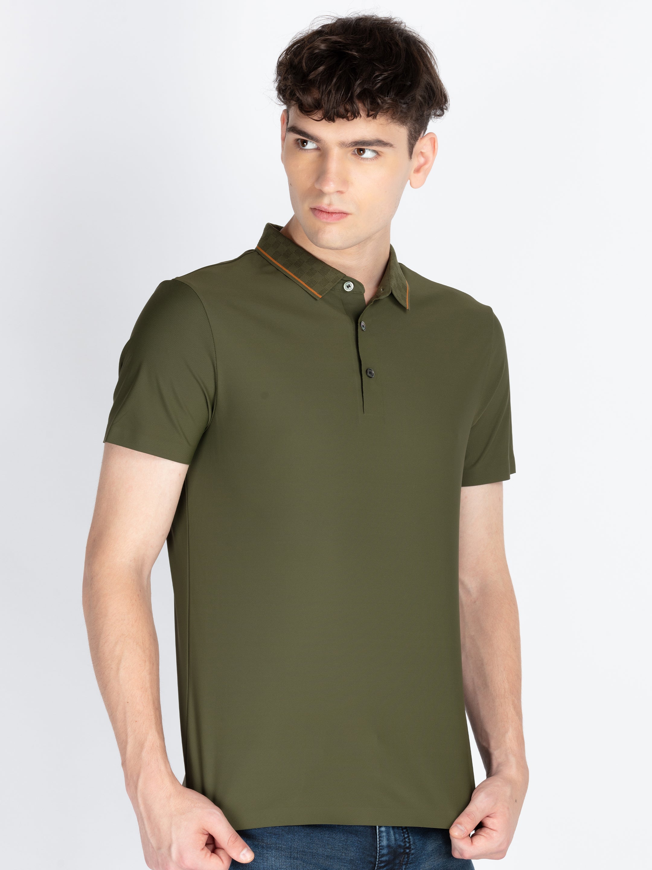 Mens Solid Polo Collar T-Shirt Secondary image
