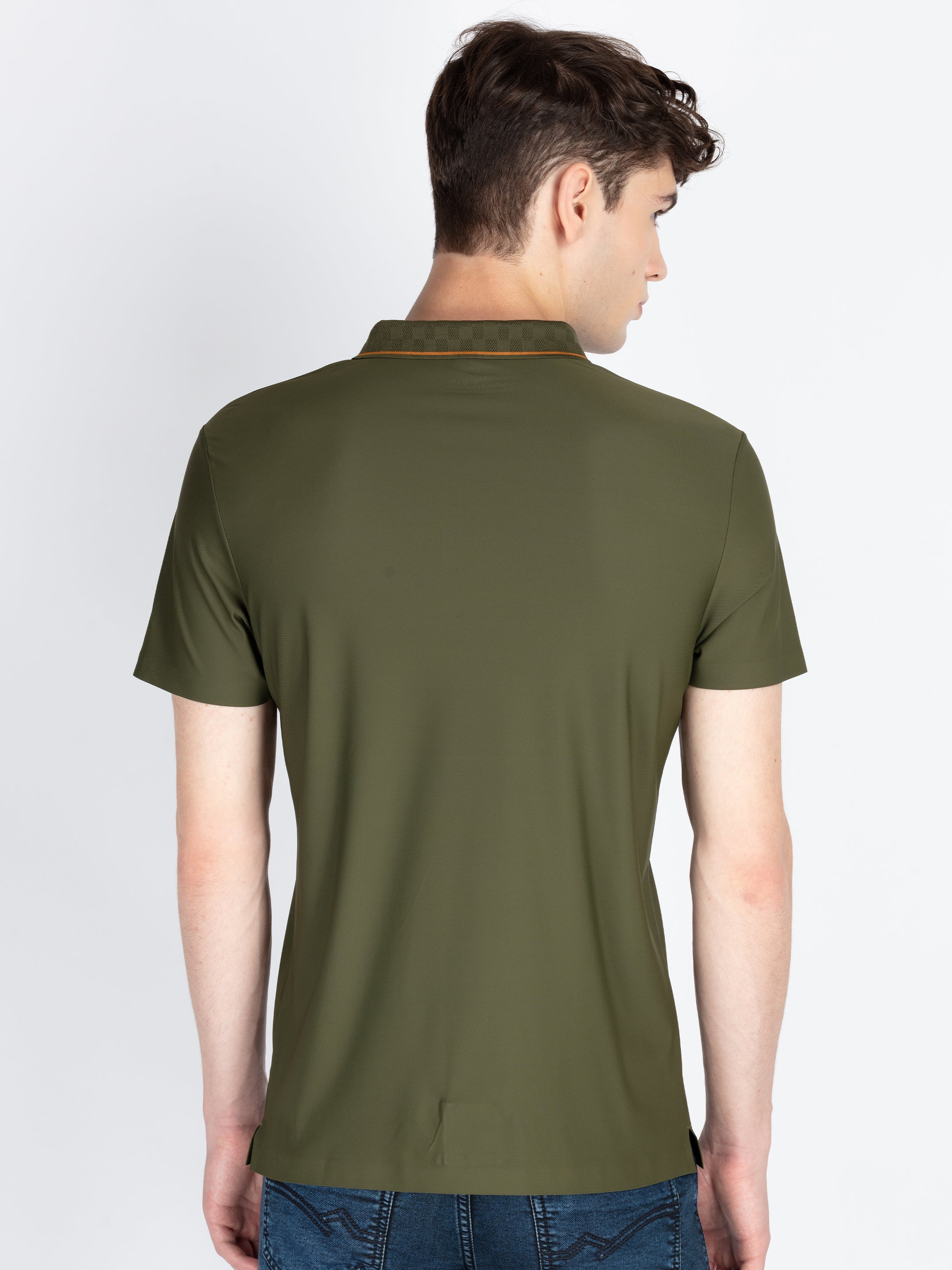 Mens Solid Polo Collar T-Shirt