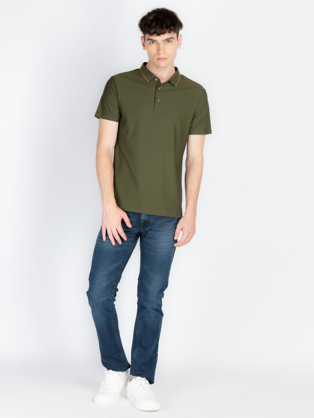 Mens Solid Polo Collar T-Shirt