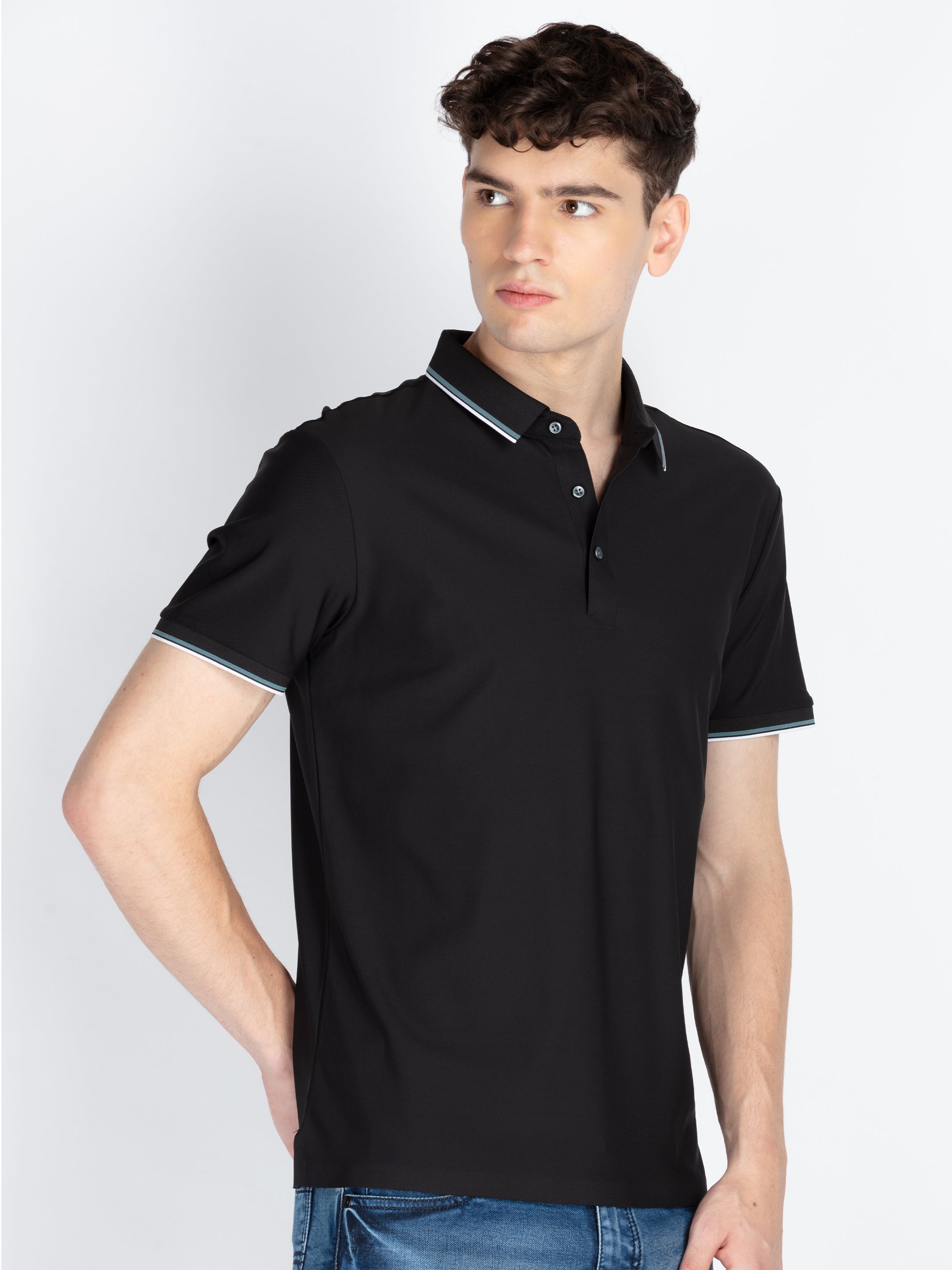 Mens Solid Polo Collar T-Shirt