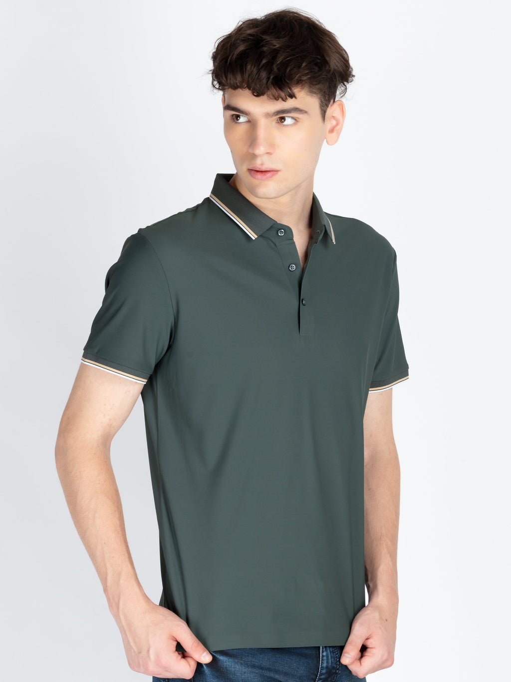 Men's Solid Polo Collar T-Shirt