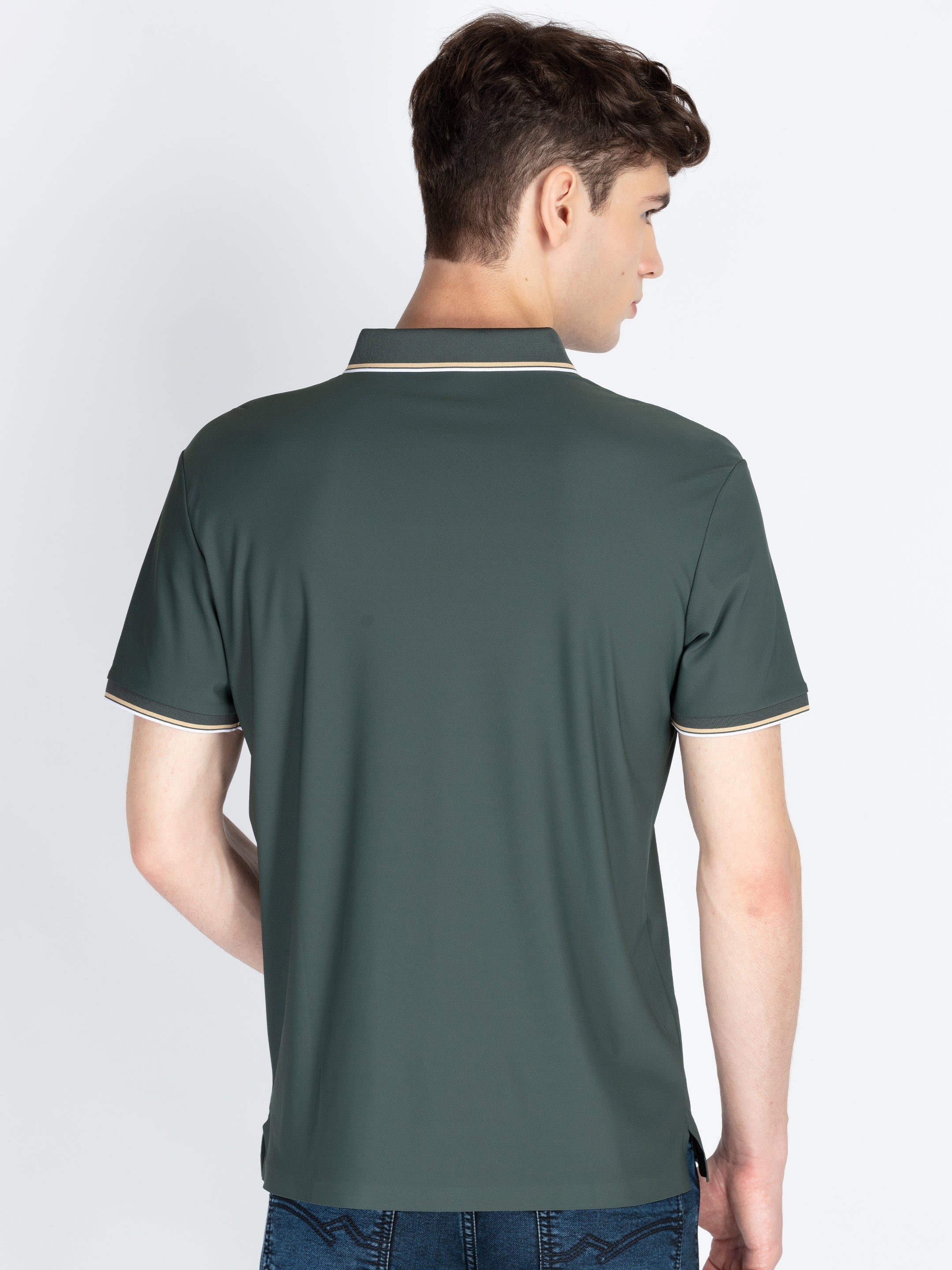 Men's Solid Polo Collar T-Shirt