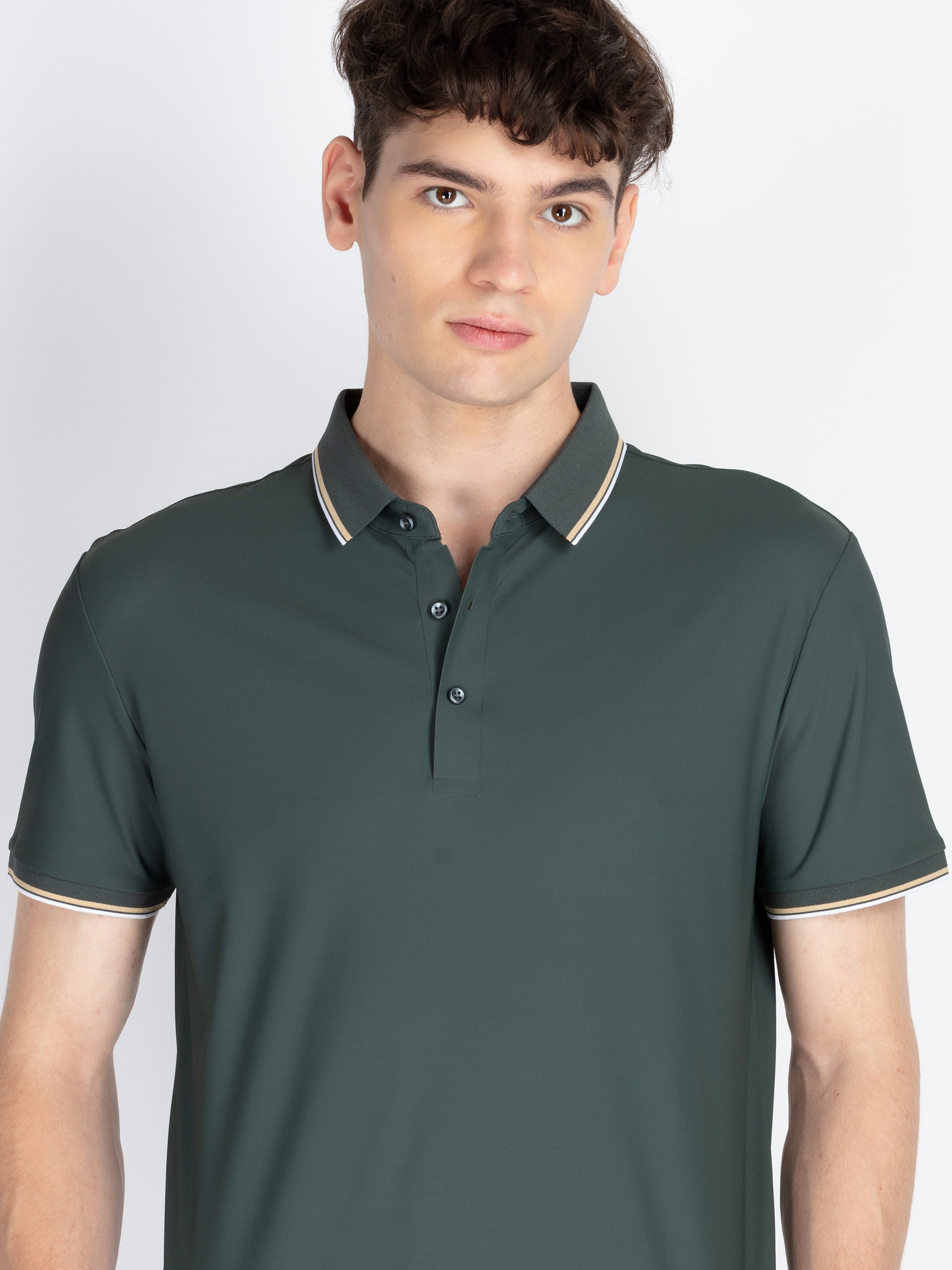 Men's Solid Polo Collar T-Shirt