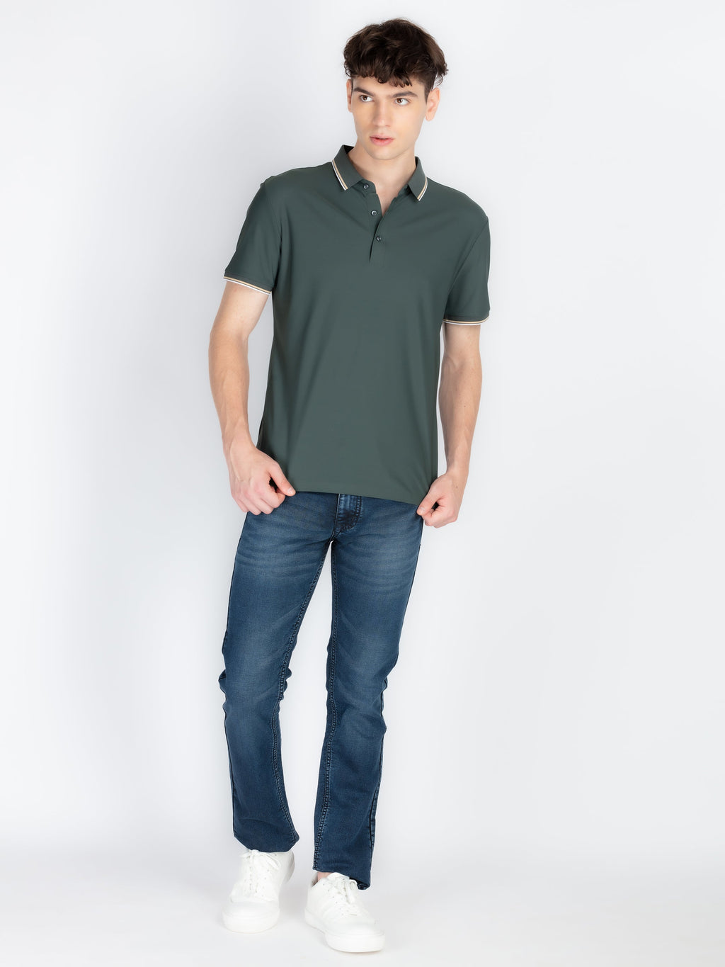 Men's Solid Polo Collar T-Shirt