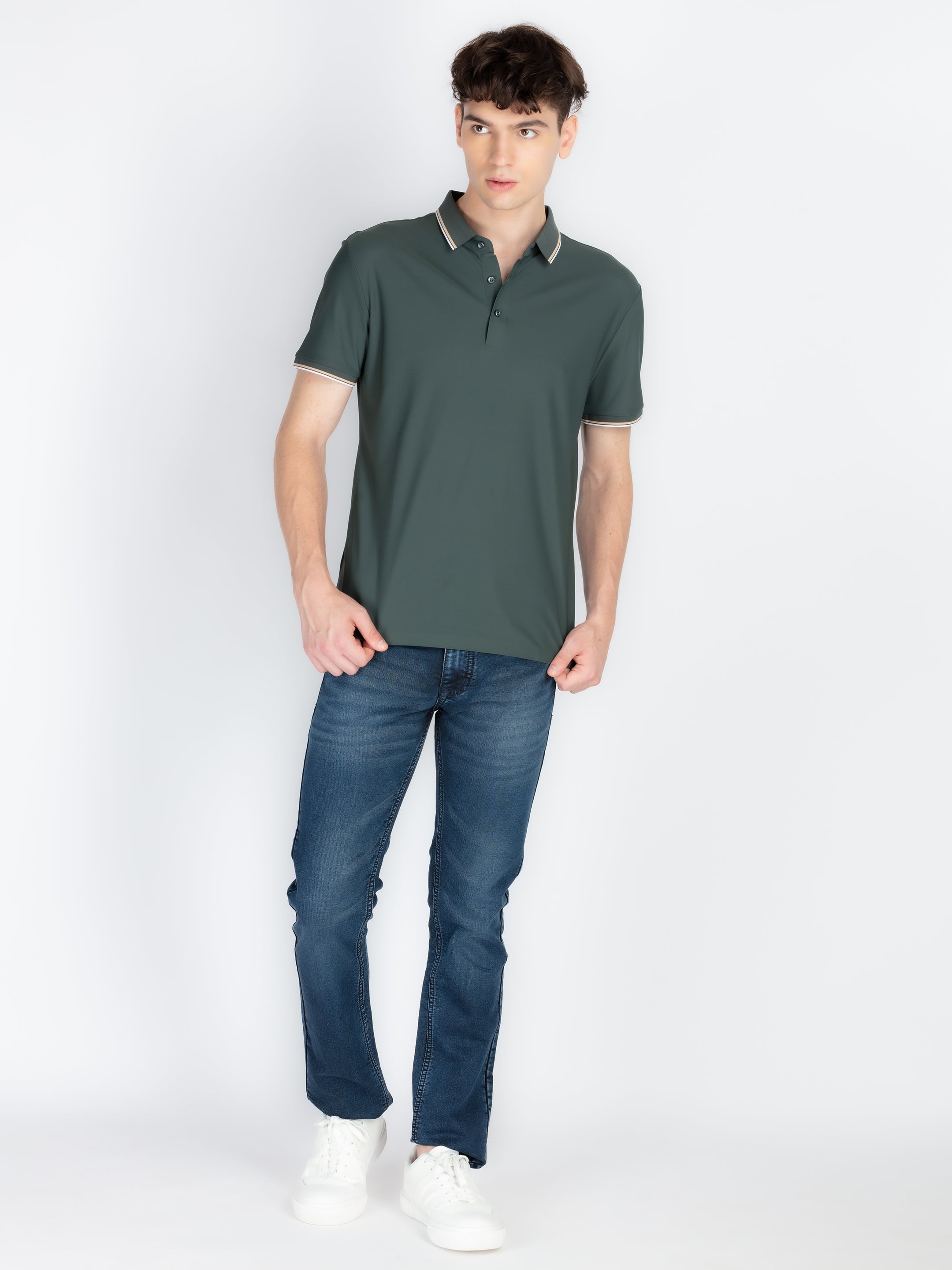 Men's Solid Polo Collar T-Shirt