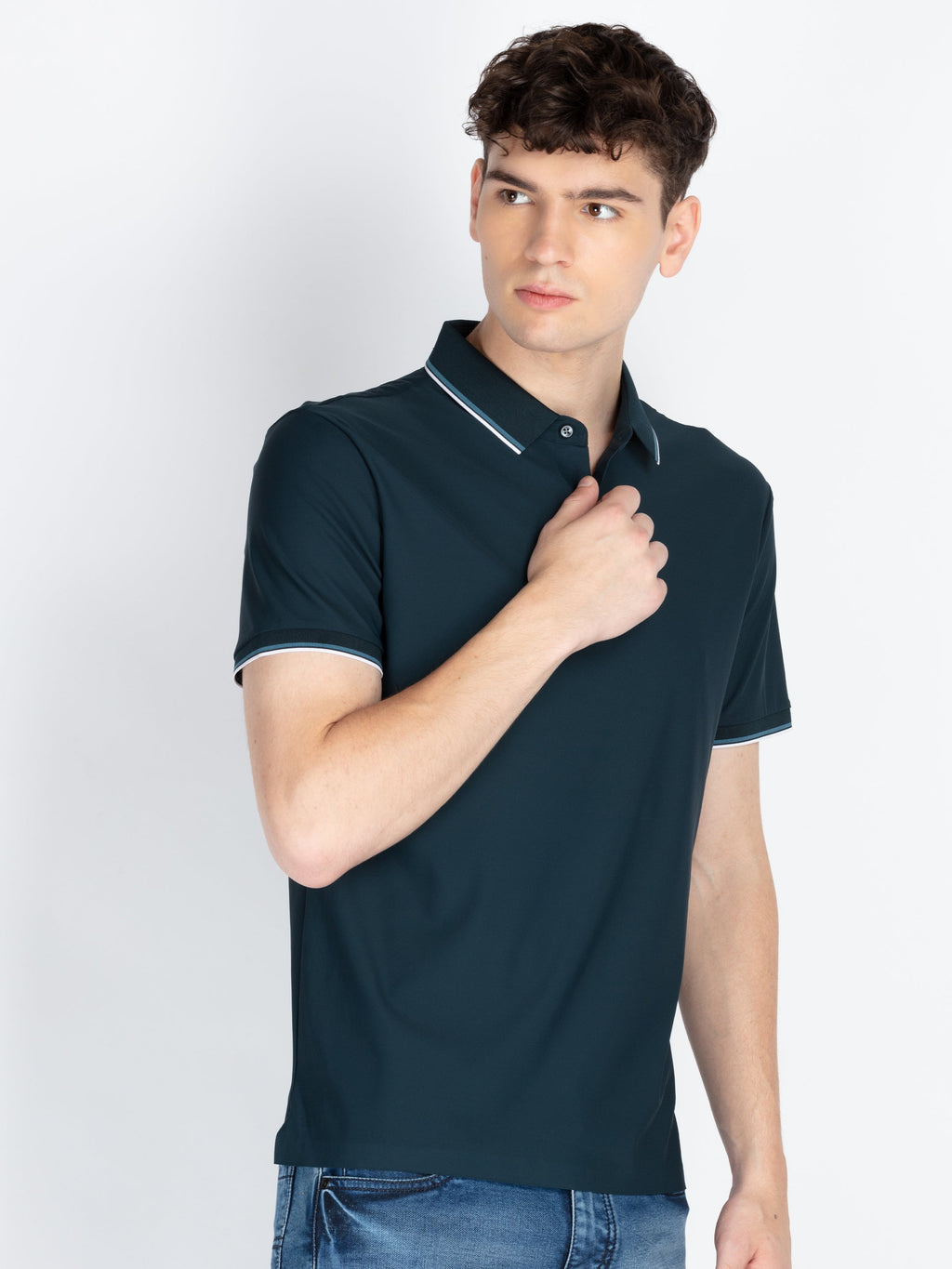 Mens Solid Polo Collar T-Shirt