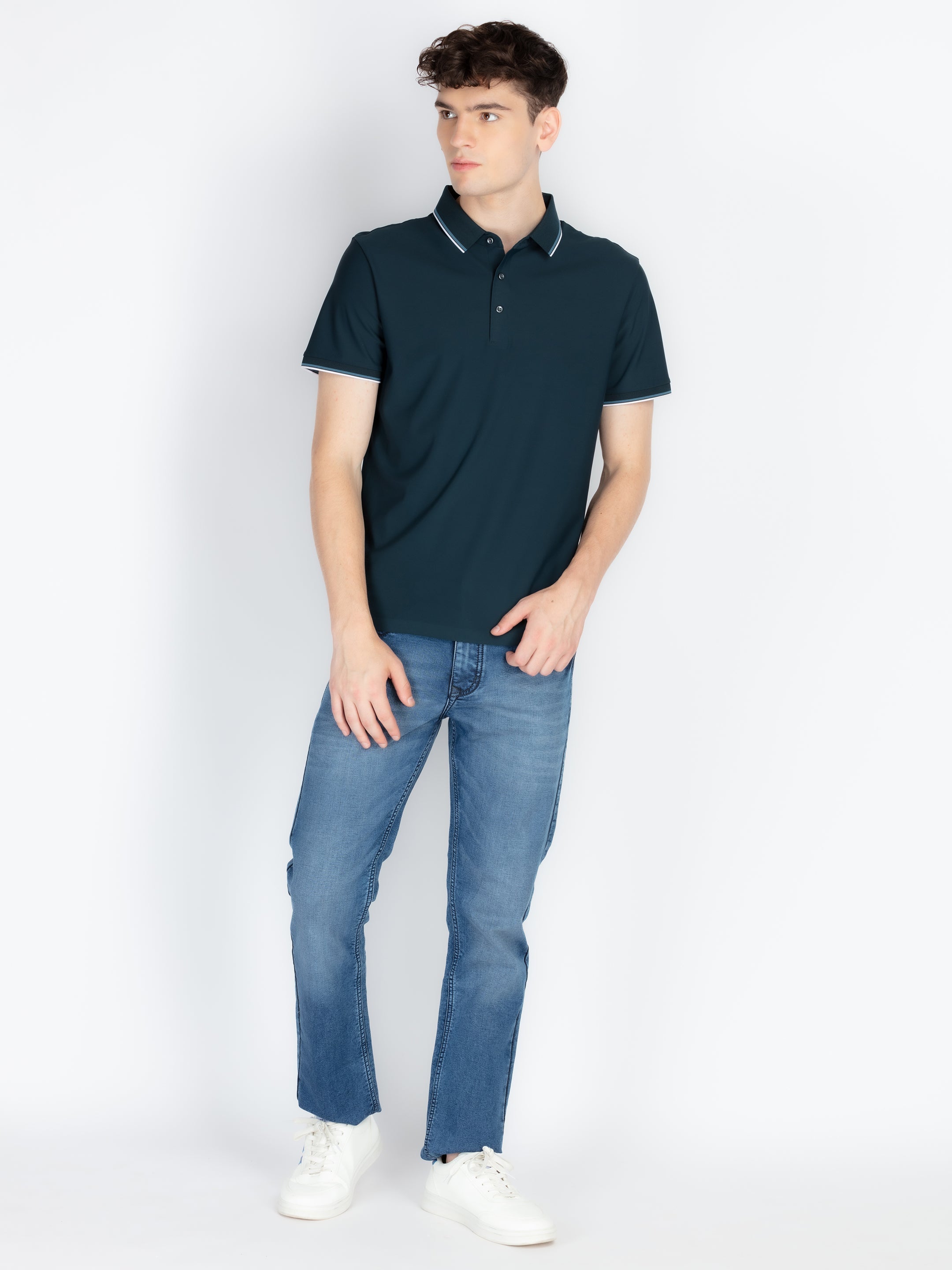 Mens Solid Polo Collar T-Shirt