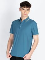 Men's Solid Polo Collar T-Shirt