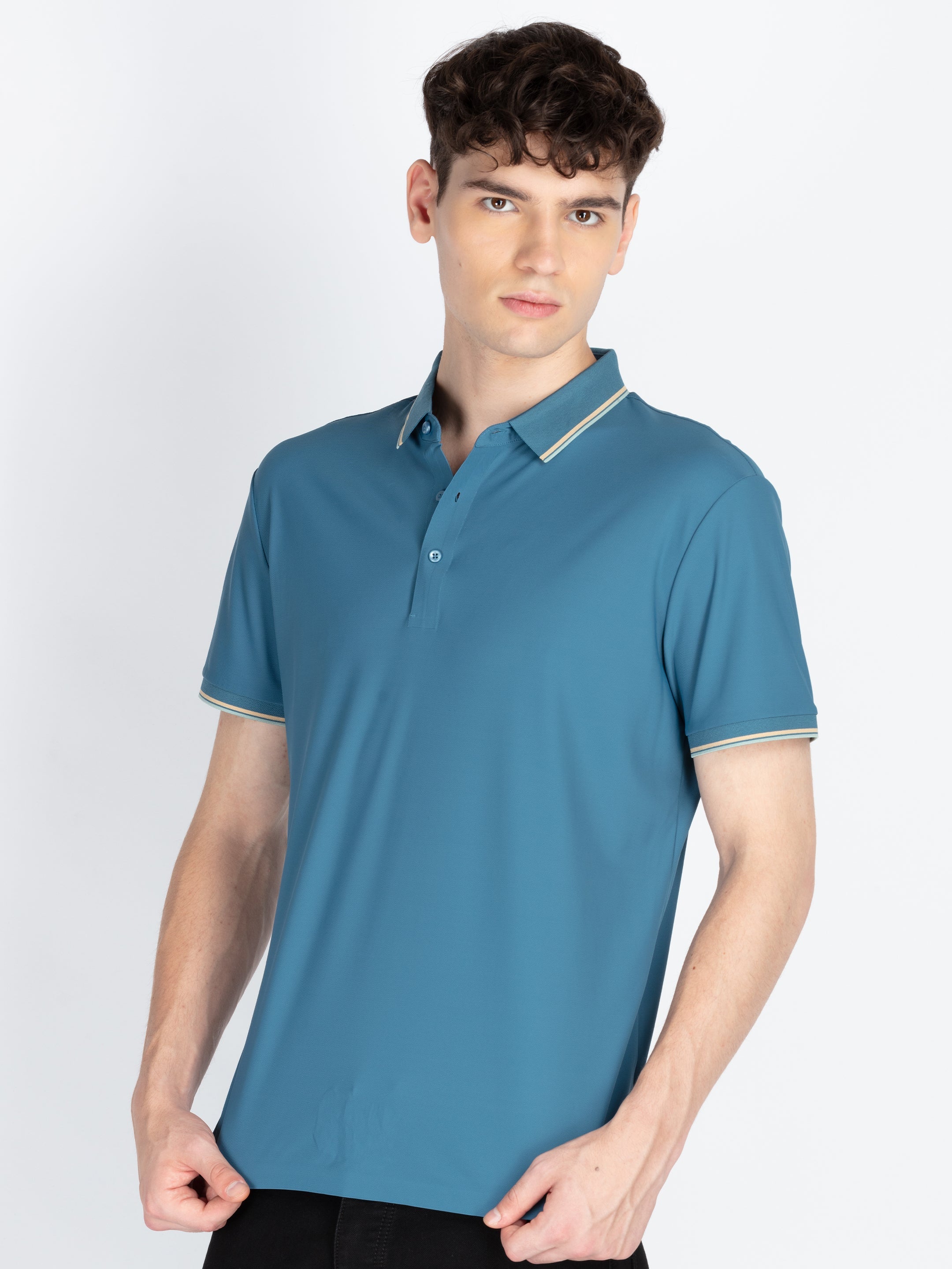 Men's Solid Polo Collar T-Shirt