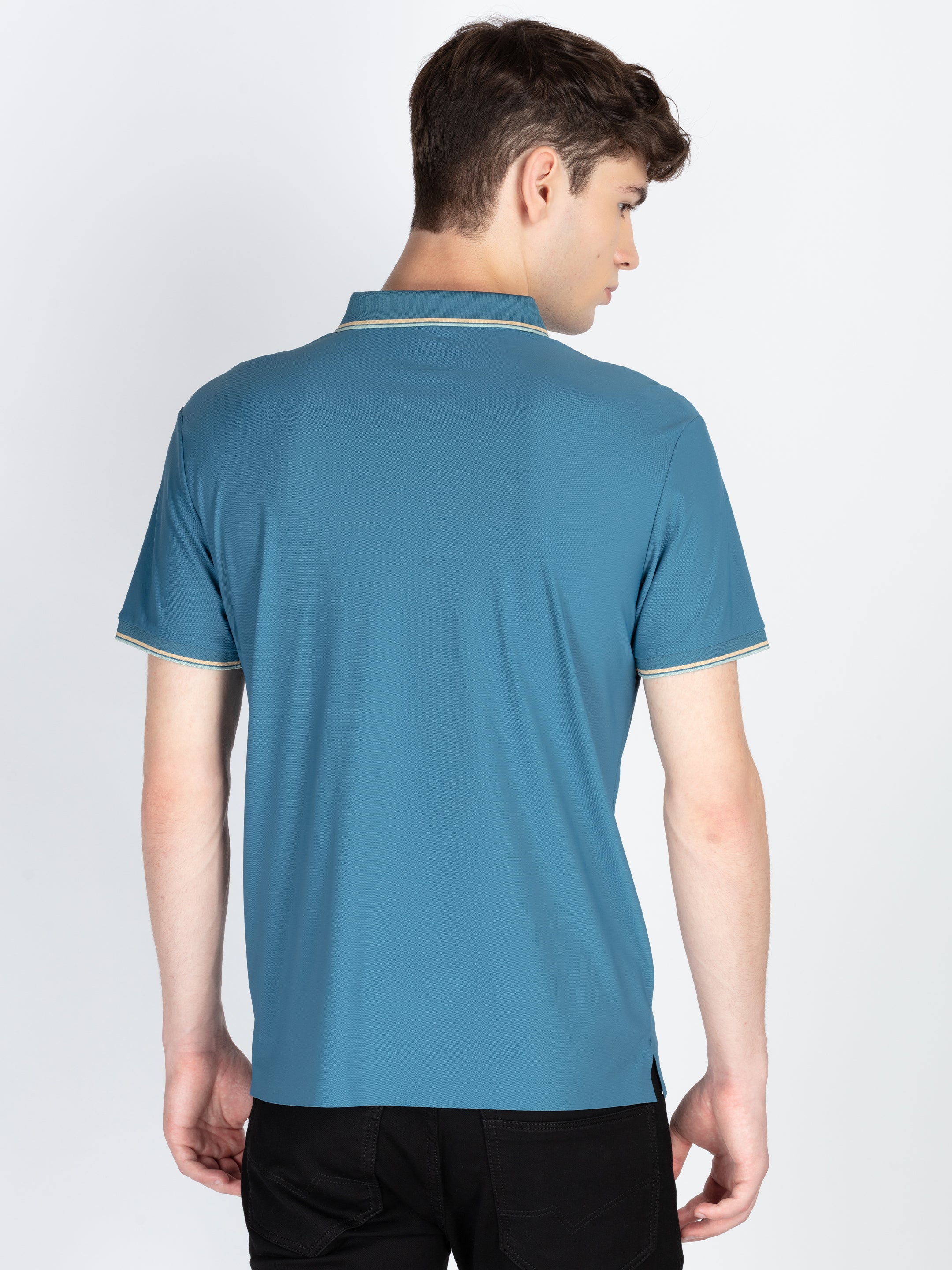 Men's Solid Polo Collar T-Shirt