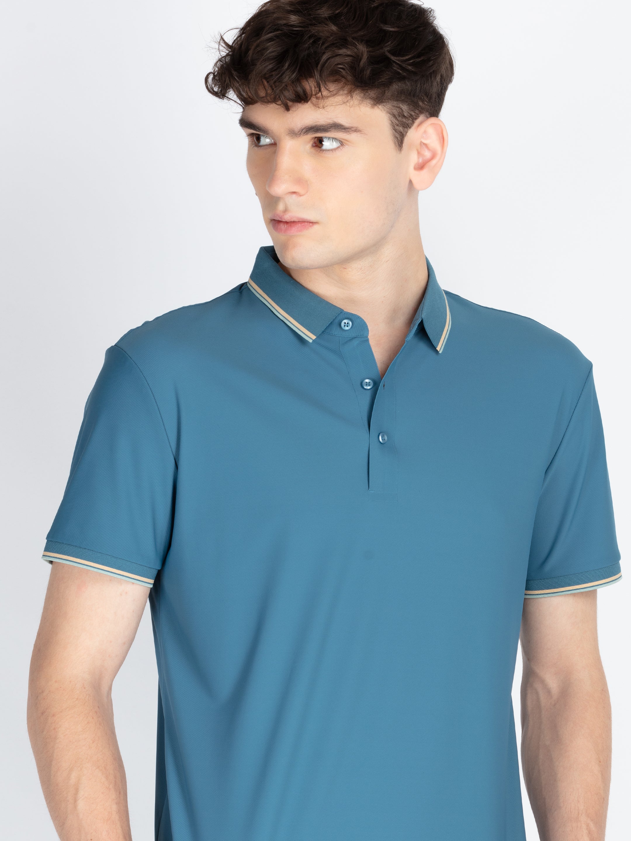 Men's Solid Polo Collar T-Shirt