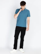 Men's Solid Polo Collar T-Shirt