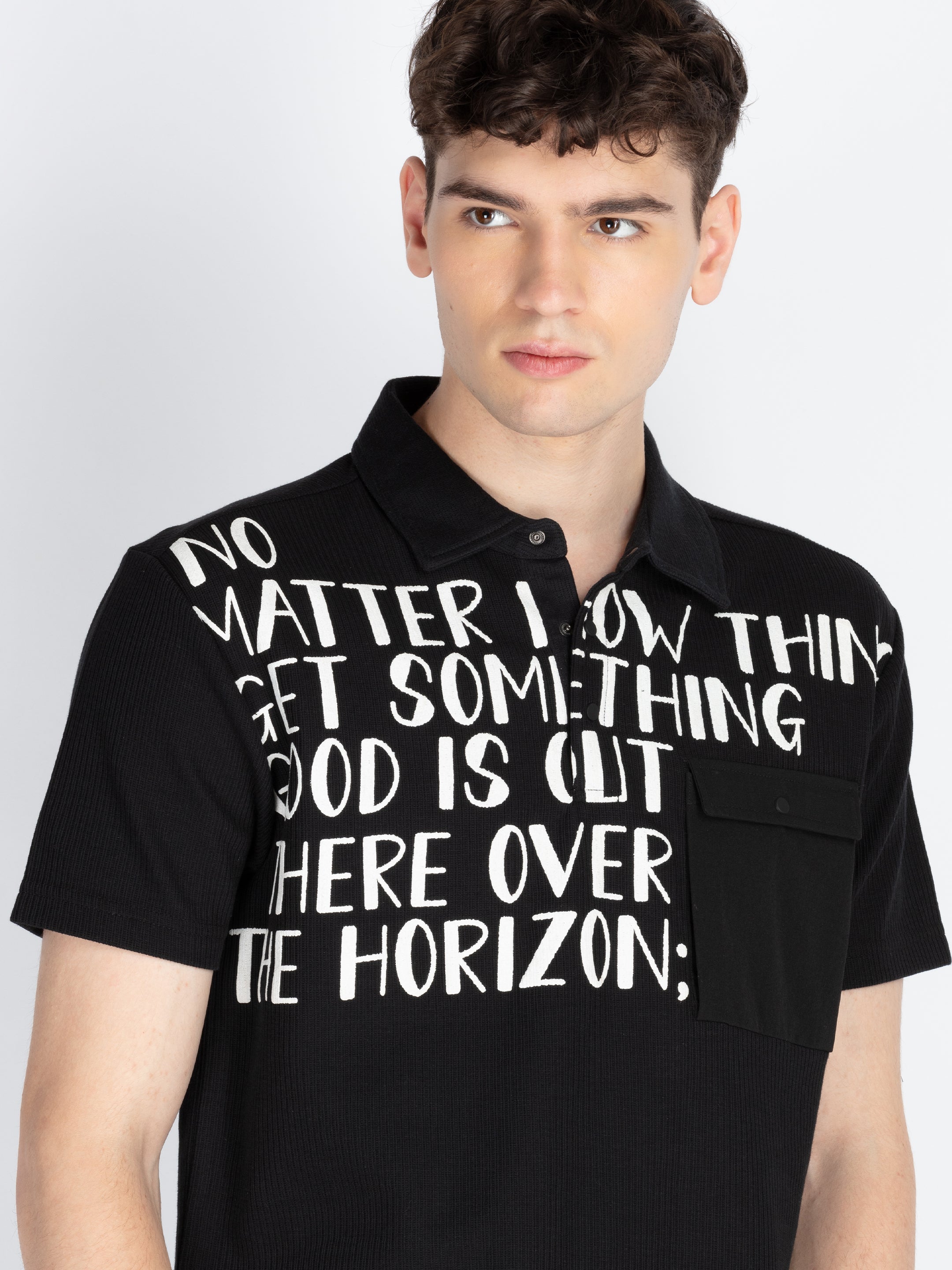 Mens Printed Polo Collar T-Shirt