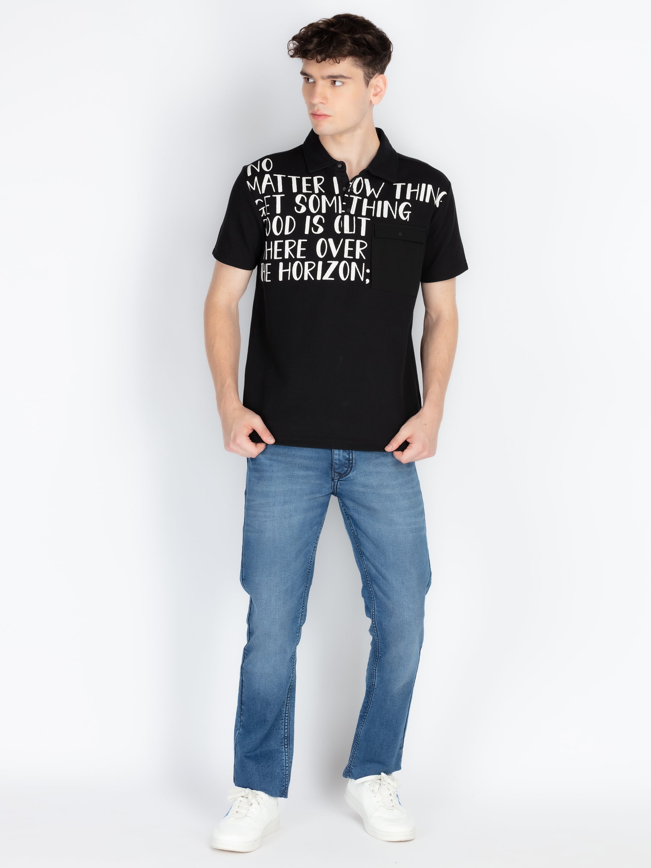 Mens Printed Polo Collar T-Shirt