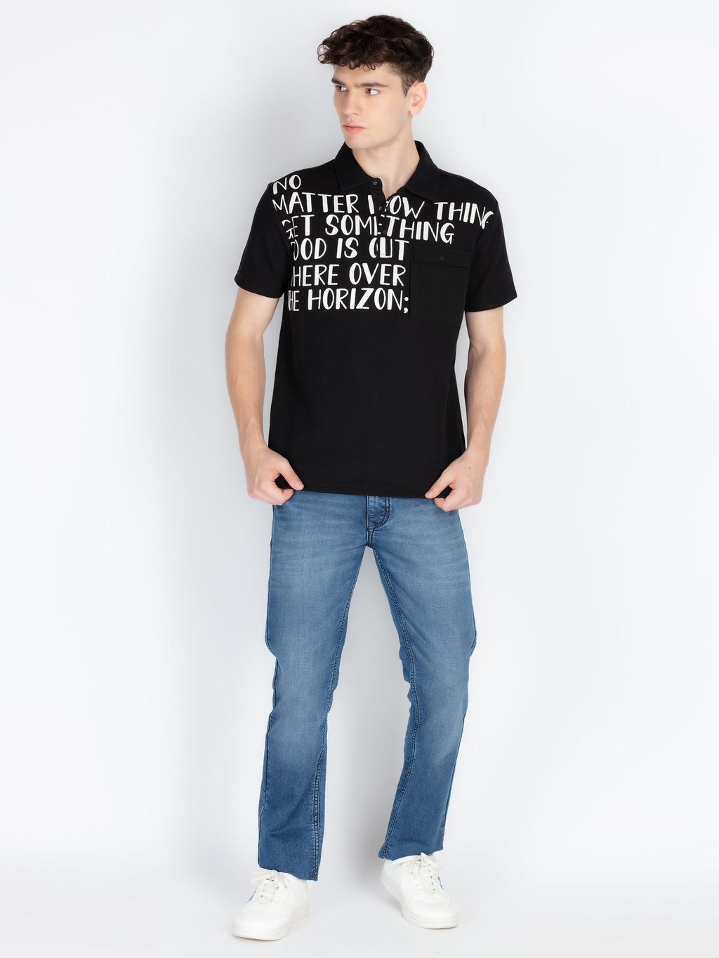 Mens Printed Polo Collar T-Shirt
