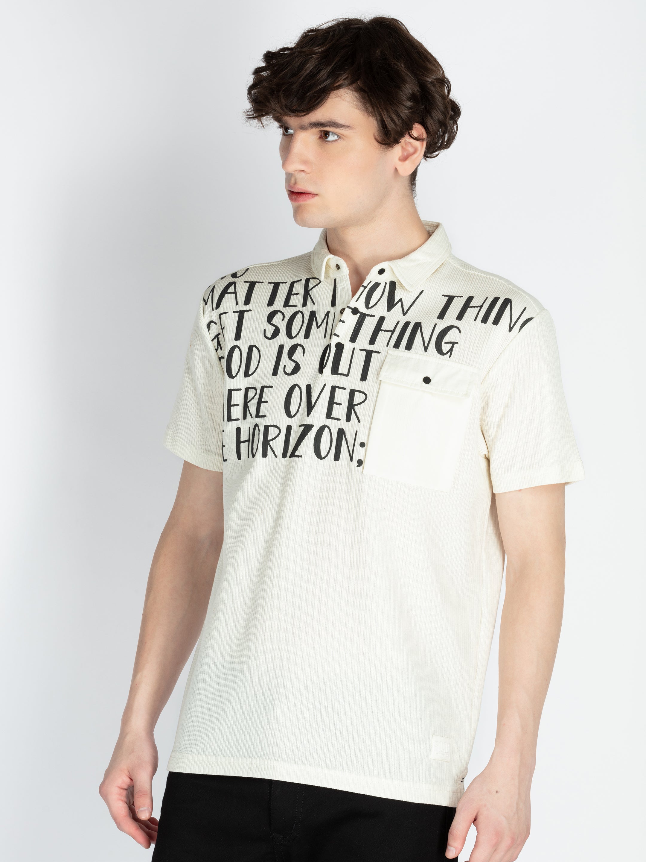 Mens Front Printed Polo T-Shirt Secondary image