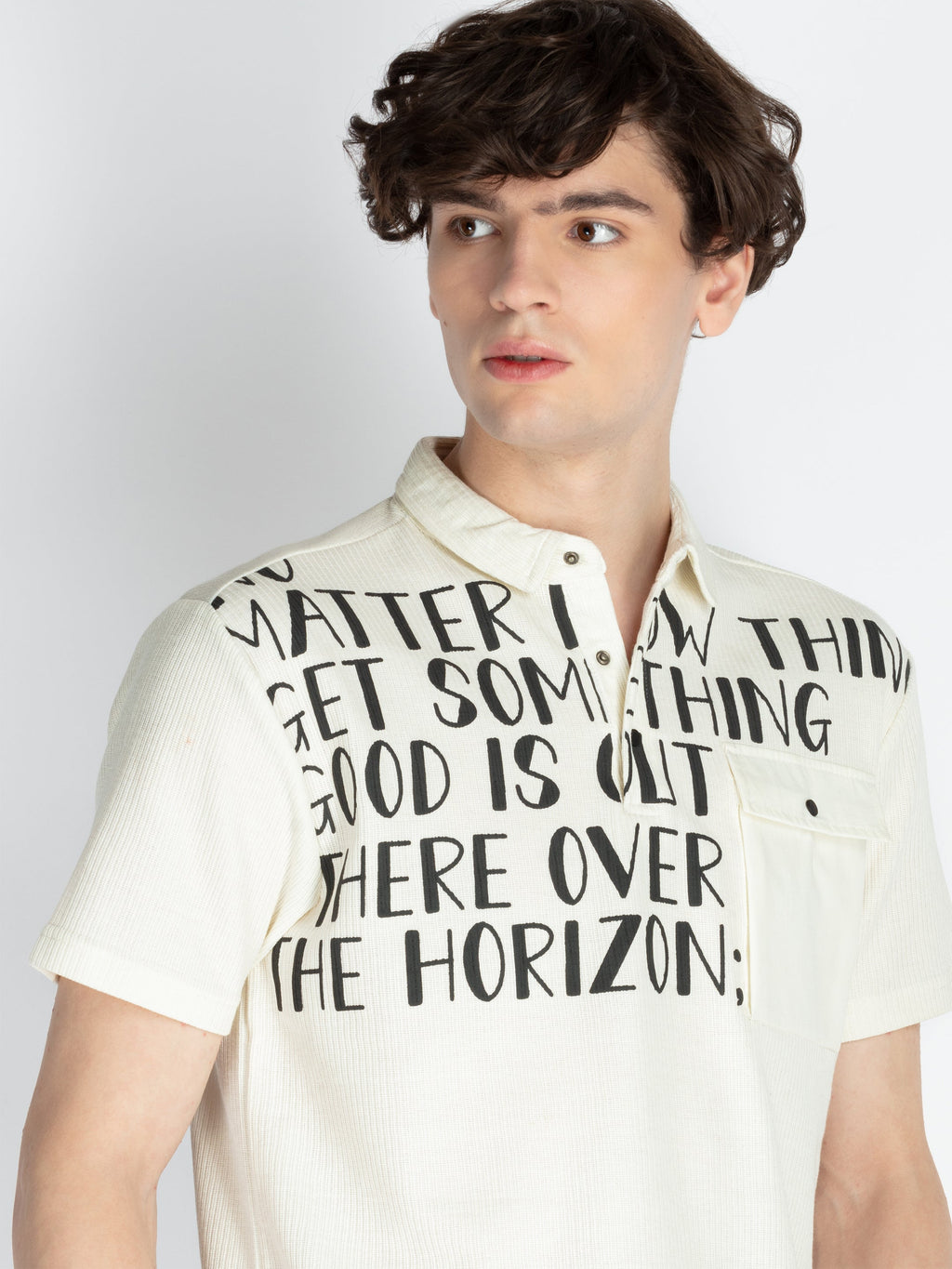 Mens Front Printed Polo T-Shirt