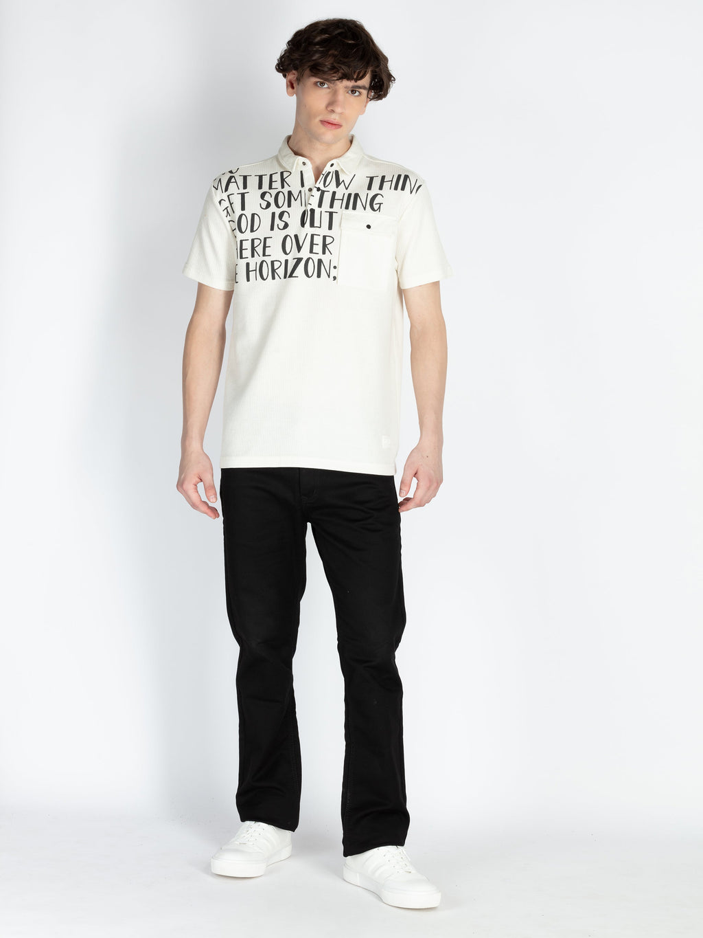 Mens Front Printed Polo T-Shirt
