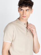 Mens Solid Henley Neck T-Shirt