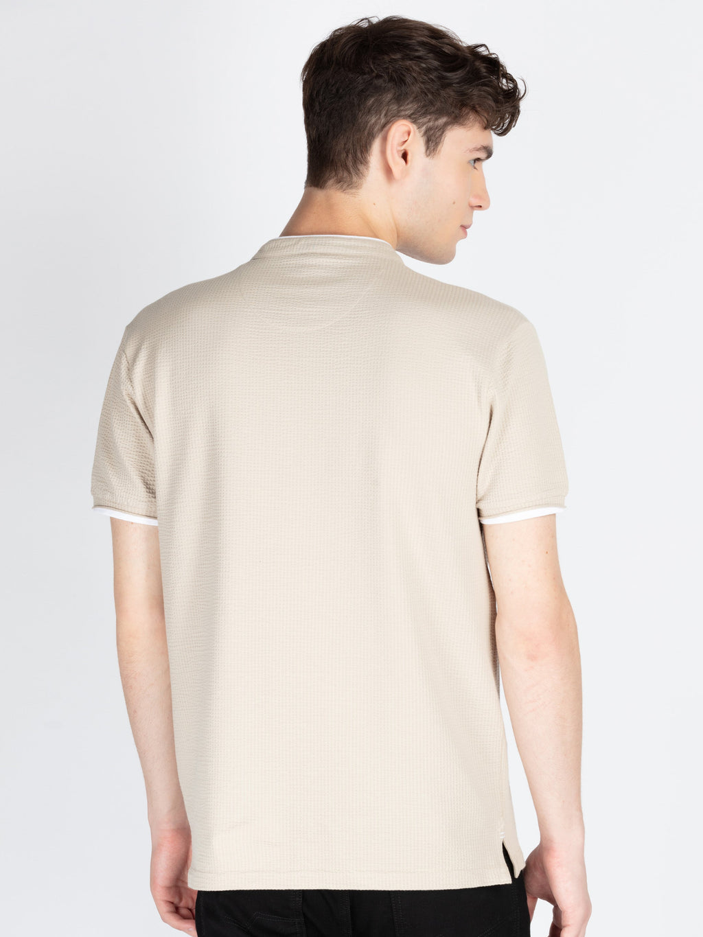 Mens Solid Henley Neck T-Shirt