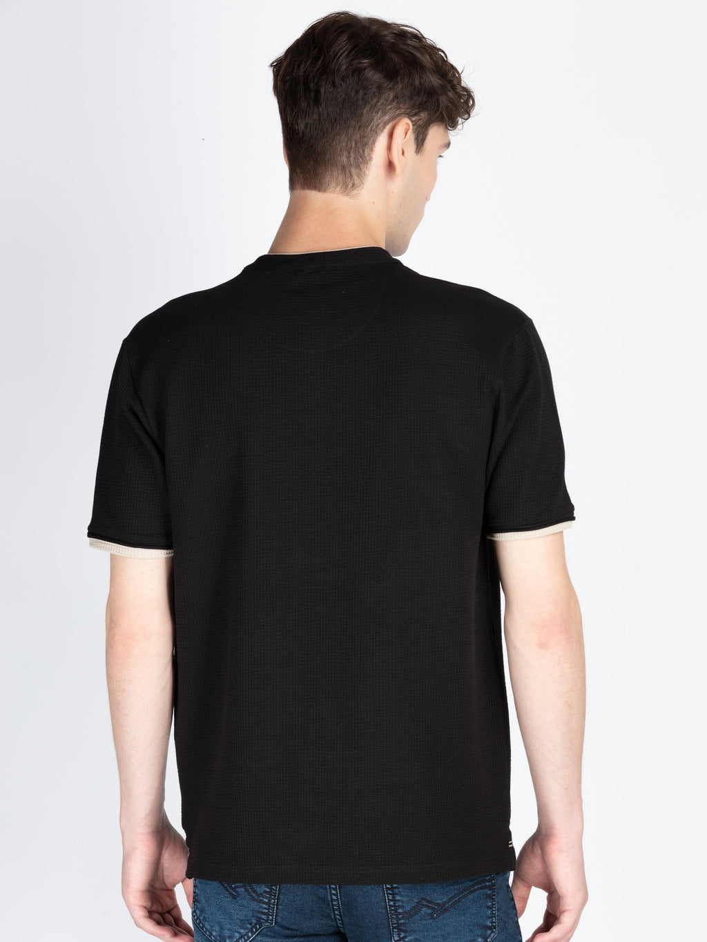 Mens Solid Henley Neck T-Shirt
