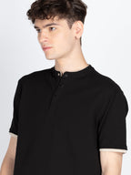 Mens Solid Henley Neck T-Shirt