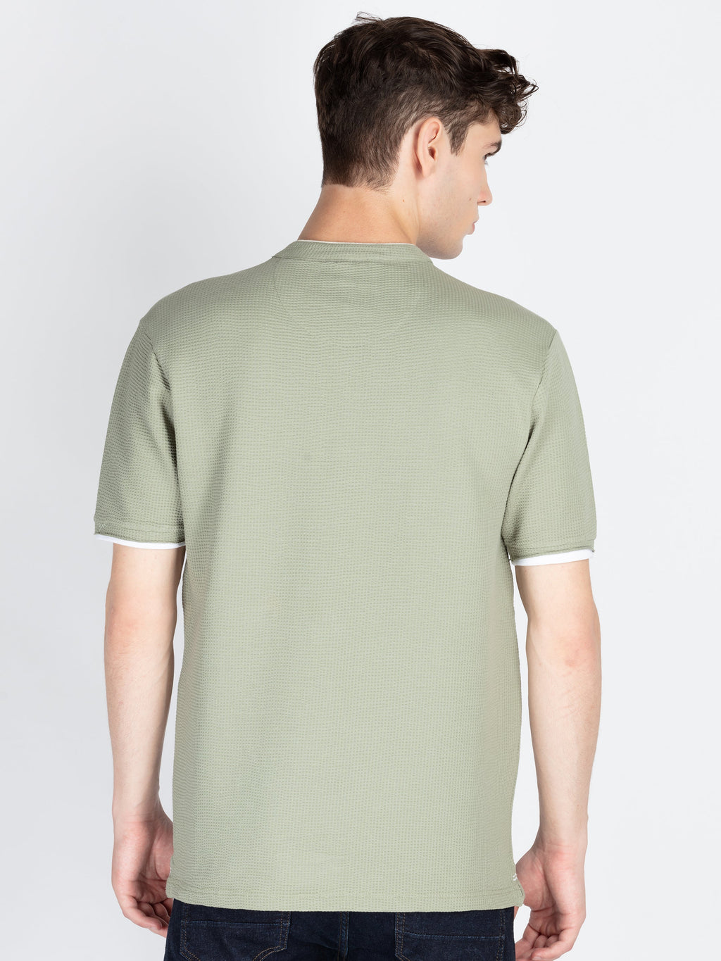 Mens Solid Henley Neck T-Shirt