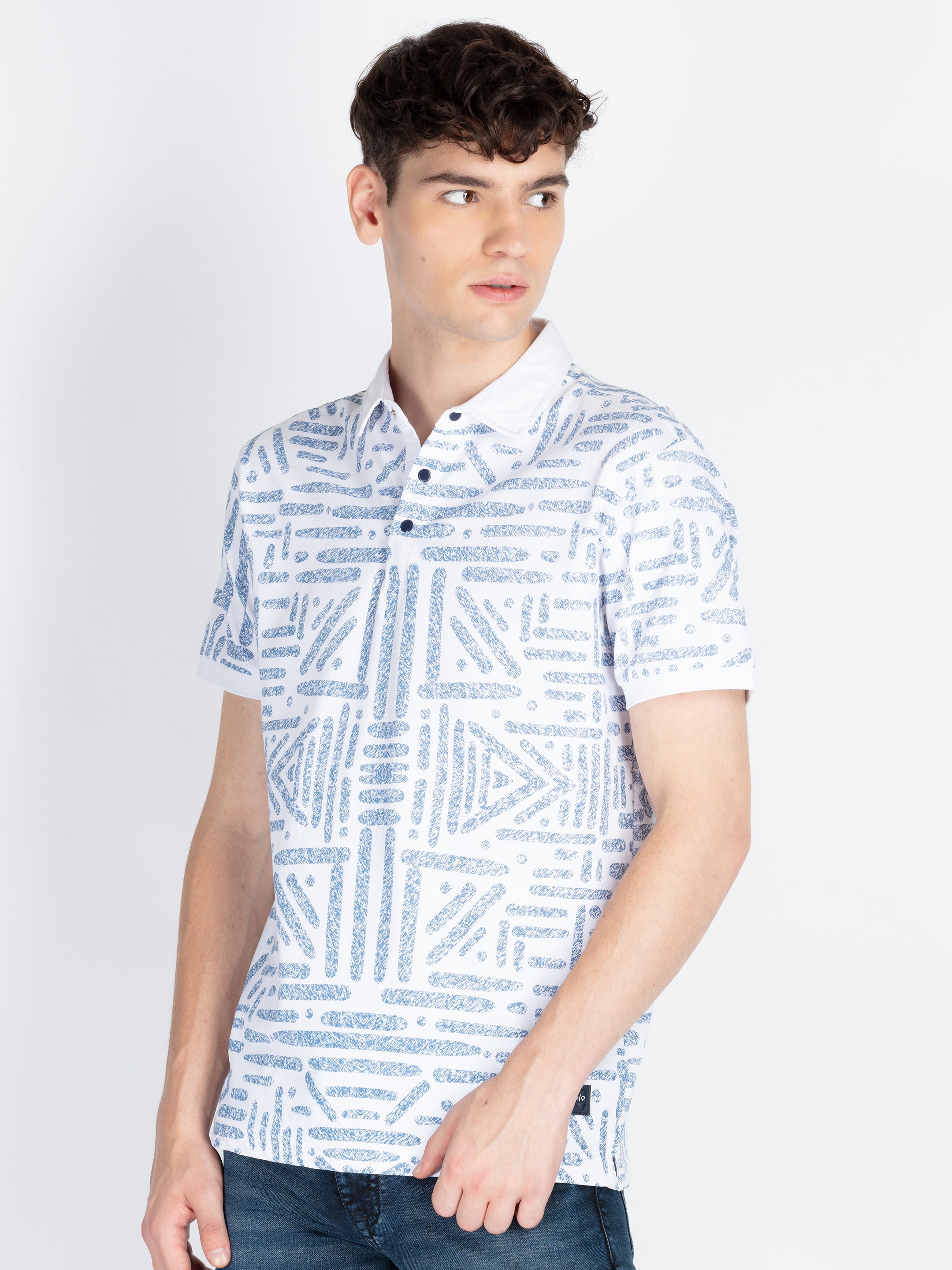 Mens Printed Polo Collar T-Shirt