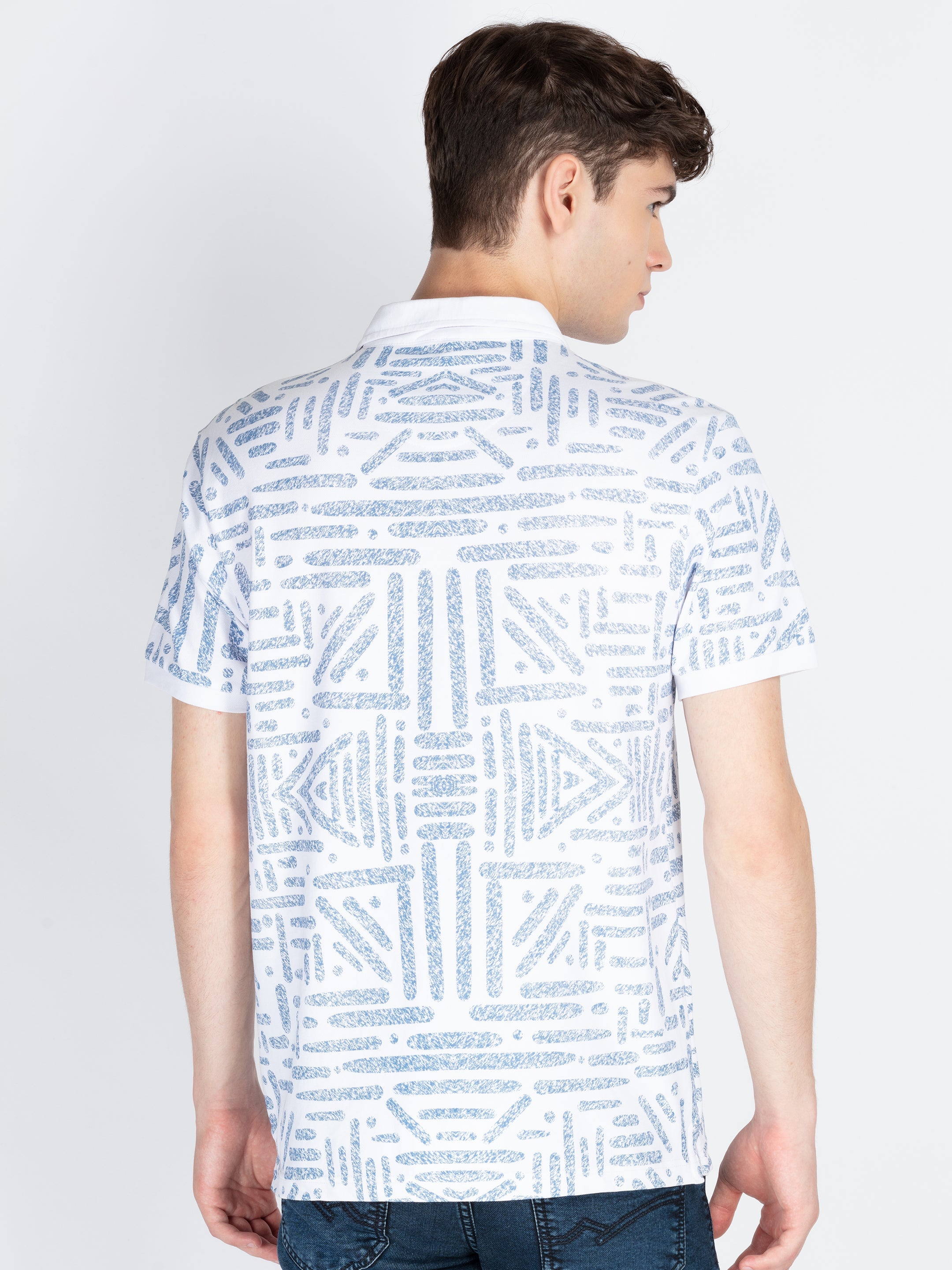 Mens Printed Polo Collar T-Shirt