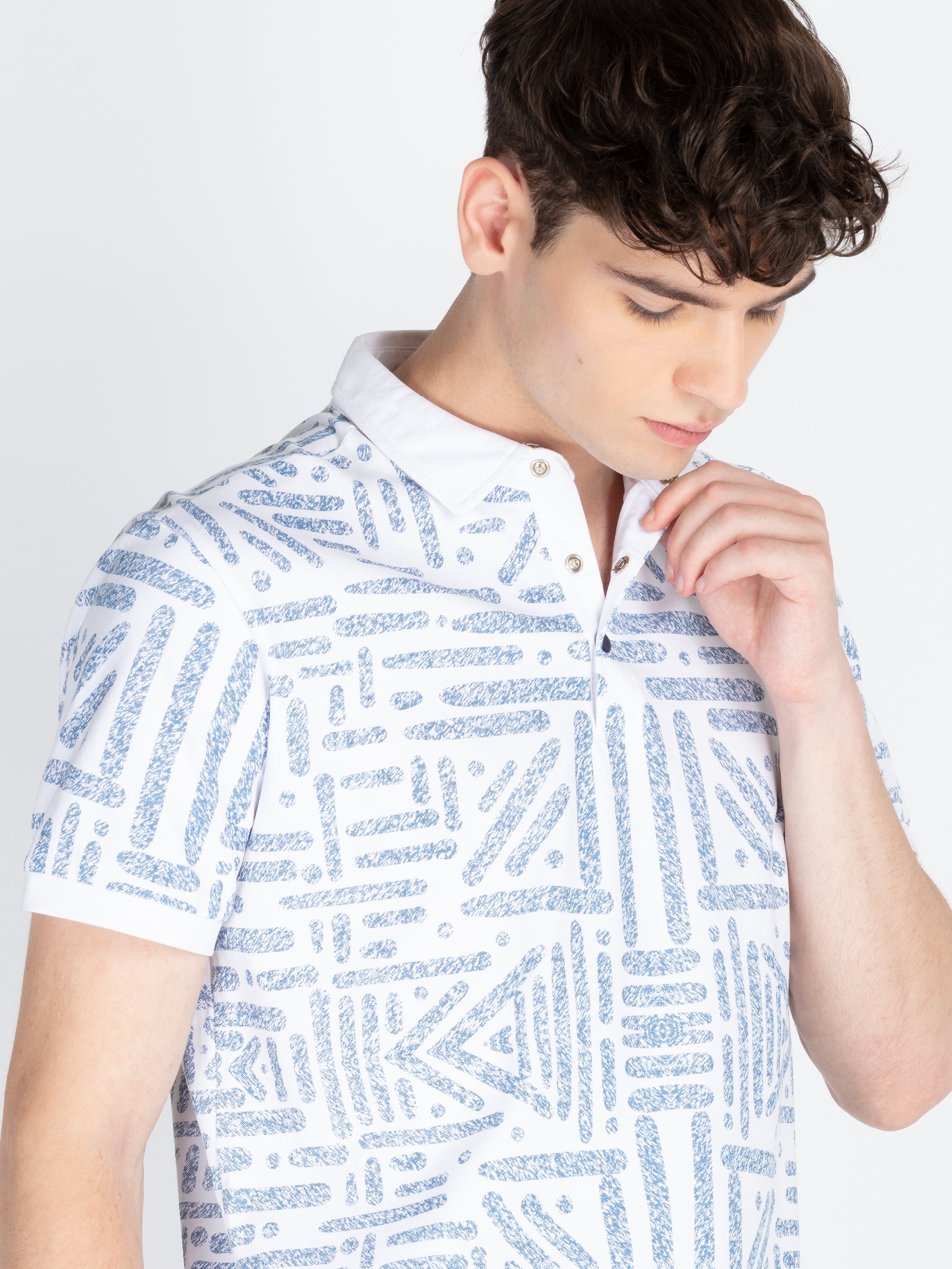 Mens Printed Polo Collar T-Shirt