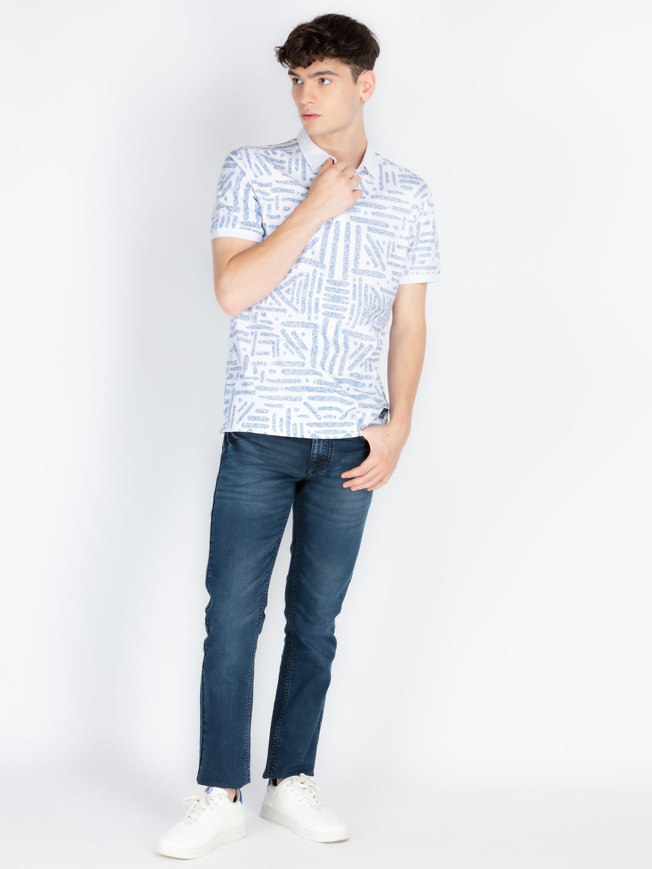 Mens Printed Polo Collar T-Shirt