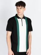 Mens Self Design Polo Collar T-Shirt