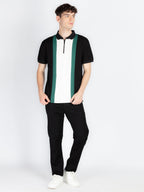 Mens Self Design Polo Collar T-Shirt