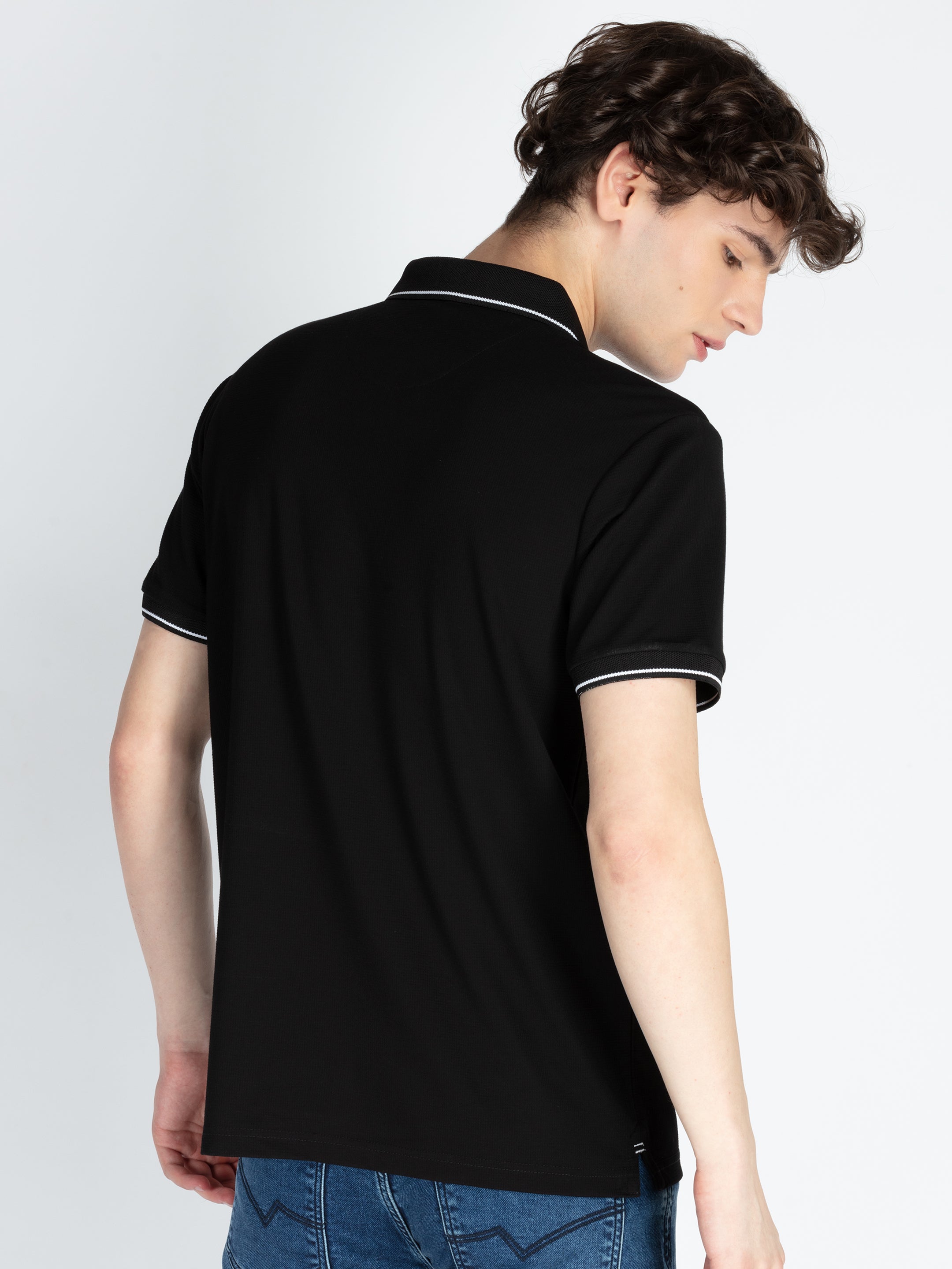 Mens Solid Regular Fit Polo T-Shirt