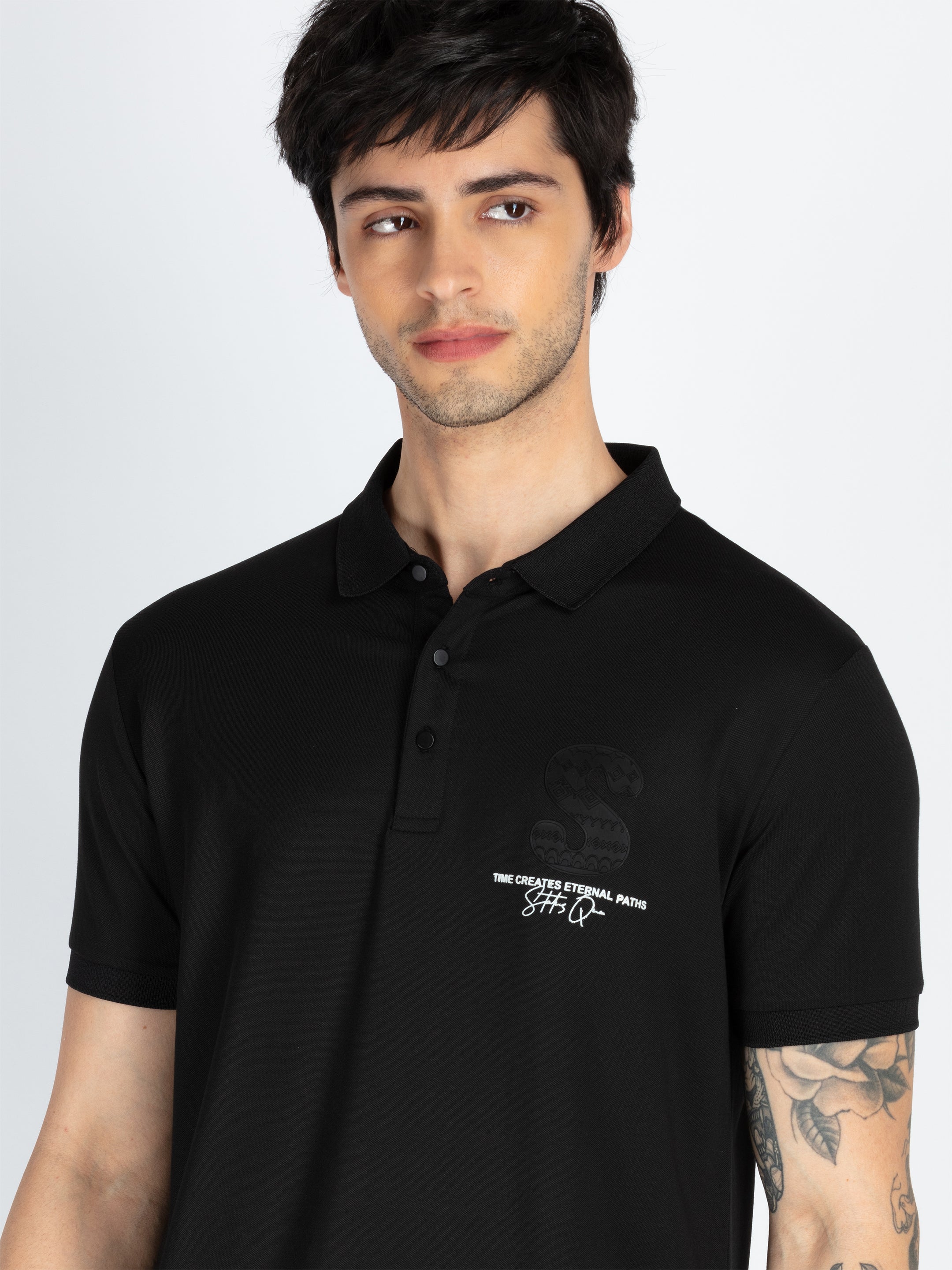 Mens Front & Back Printed Polo T-Shirt