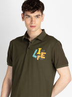 Men's Printed Polo Neck Short Sleeves Casual Tshirt