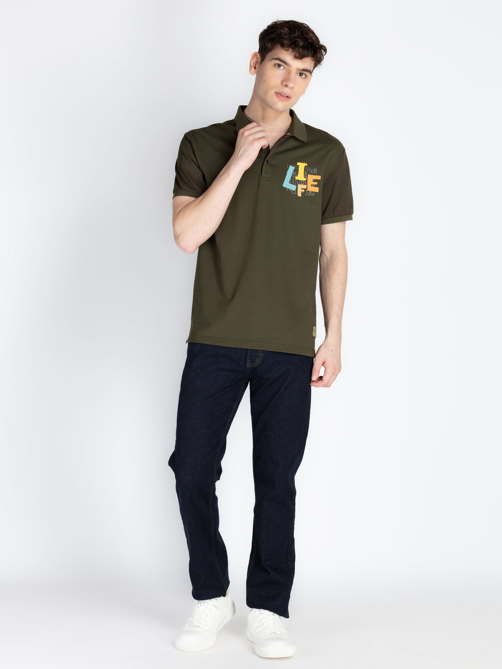 Men's Printed Polo Neck Short Sleeves Casual Tshirt