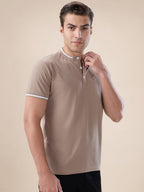 Mens Solid Henley Neck Half Sleeves Regular Fit T-shirt