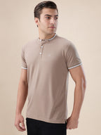 Mens Solid Henley Neck Half Sleeves Regular Fit T-shirt